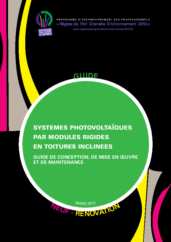 Guide RAGE Systemes Photovoltaiques pour toitures inclinees 2013-03